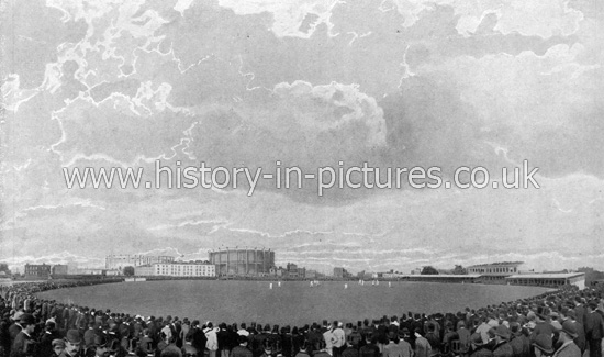 Cricket being played, Oval Cricket Ground, Kennington, London. c.1890's